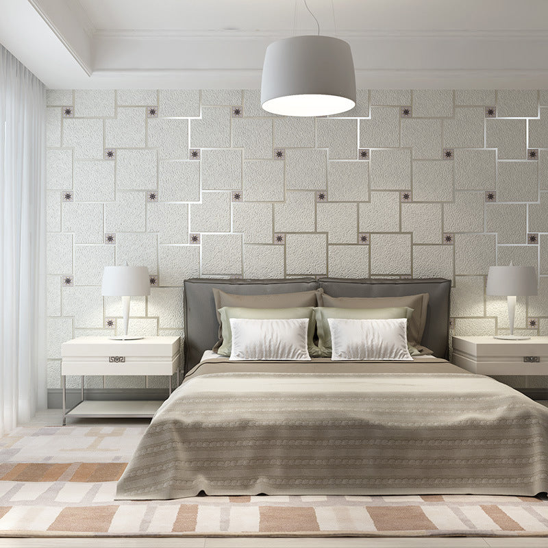 Geometric Dark Color Wallpaper Squares Moisture Resistant Wall Decor for Living Room Cream Gray Clearhalo 'Vintage wall decor' 'Vintage' 'Wallpaper' Wall Decor' 1184811