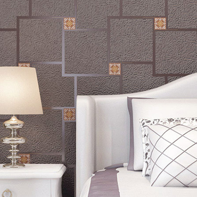 Geometric Dark Color Wallpaper Squares Moisture Resistant Wall Decor for Living Room Dark Coffee Clearhalo 'Vintage wall decor' 'Vintage' 'Wallpaper' Wall Decor' 1184820