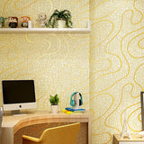 Soft Color Flock Textured Wallpaper Lava Patterned Non-Pasted Wall Art for Bedroom Beige