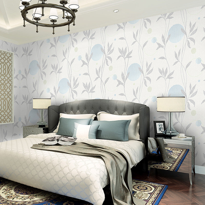 Wall Decor Rustic Leaf and Bubble Teenage Soft Color Wallpaper for Bedroom, Non-Pasted Clearhalo 'Country wall decor' 'Rustic' 'Wallpaper' Wall Decor' 1184898