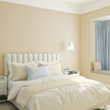Simplicity Soft Color Flock Wallpaper Textured Solid Non-Pasted Wall Covering for Bedroom Beige