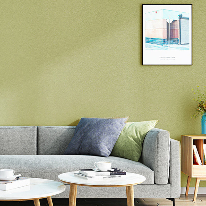 Wall Covering Scandinavian Solid Adult Pastel Color Wallpaper Roll for Dining Room Yellow-Green Clearhalo 'Modern wall decor' 'Modern' 'Wallpaper' Wall Decor' 1184990