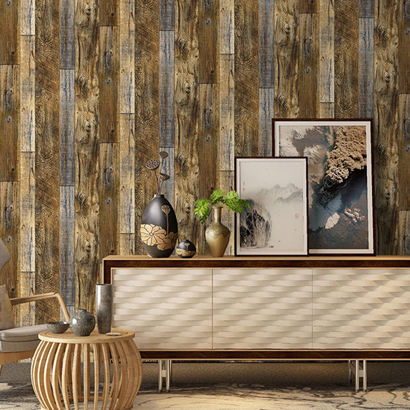 Temporary Adhesive Wallpaper Wood Effect Dark Color Industrial Plaster Wall Art for Living Room Clearhalo 'Industrial wall decor' 'Industrial' 'Wallpaper' Wall Decor' 1185030