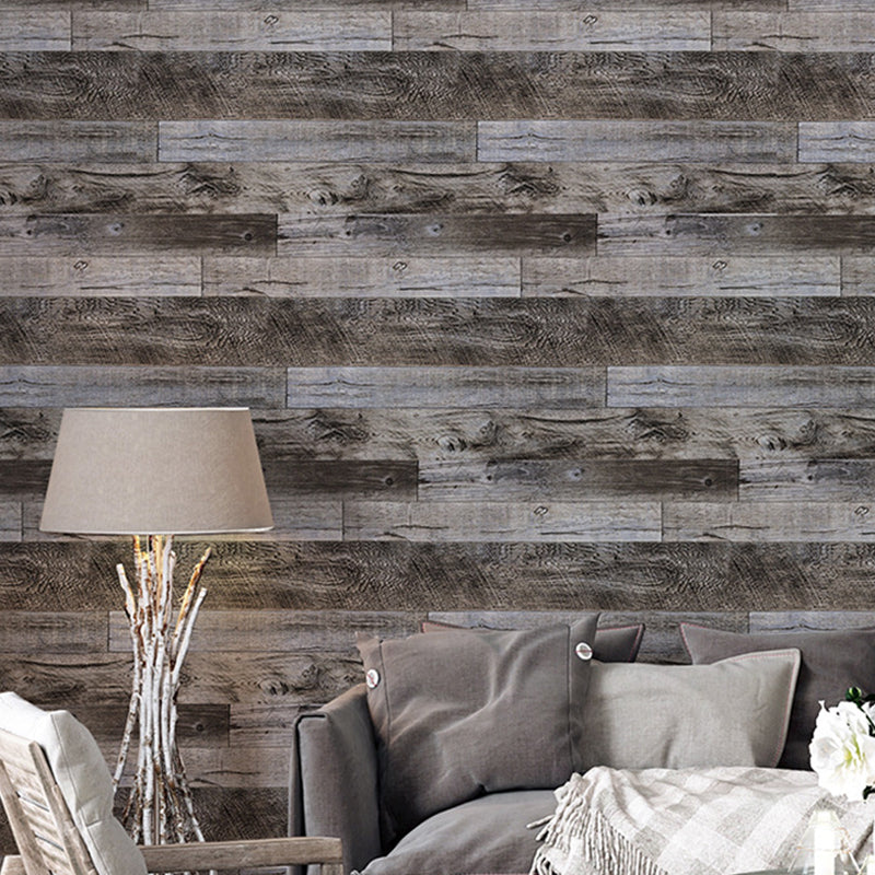 Temporary Adhesive Wallpaper Wood Effect Dark Color Industrial Plaster Wall Art for Living Room Taupe Clearhalo 'Industrial wall decor' 'Industrial' 'Wallpaper' Wall Decor' 1185034