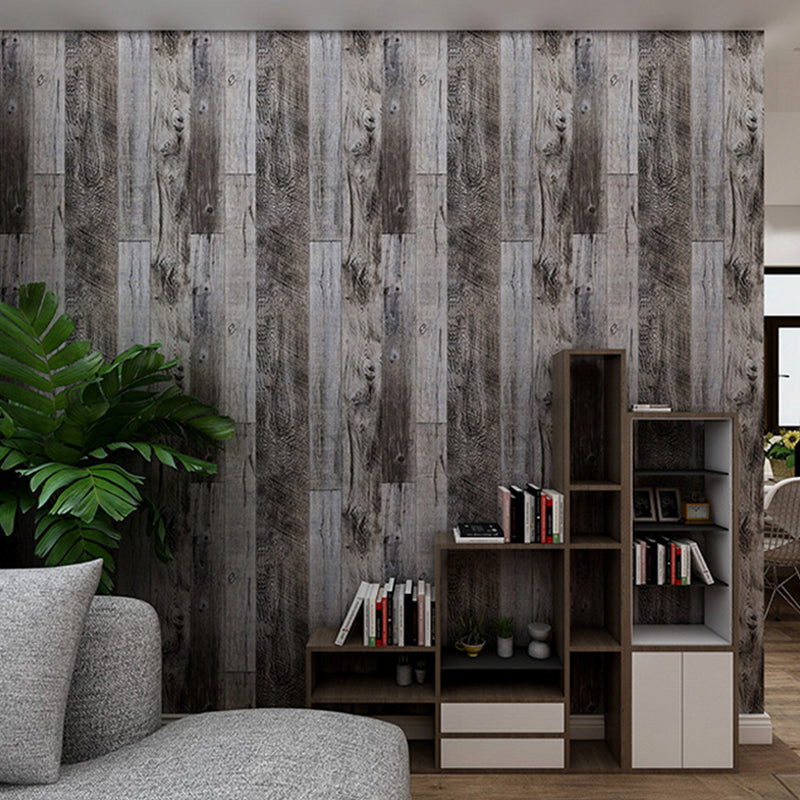 Temporary Adhesive Wallpaper Wood Effect Dark Color Industrial Plaster Wall Art for Living Room Clearhalo 'Industrial wall decor' 'Industrial' 'Wallpaper' Wall Decor' 1185036