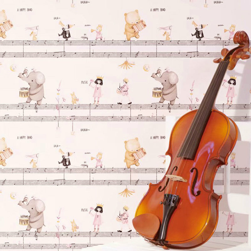 Novelty Kids Wallpaper Roll with Musical Note Pattern Soft Color Wall Decoration for Playroom Pink A Clearhalo 'Wall Decor' 'Wallpaper' 1185045