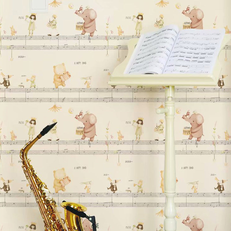 Novelty Kids Wallpaper Roll with Musical Note Pattern Soft Color Wall Decoration for Playroom Yellow A Clearhalo 'Wall Decor' 'Wallpaper' 1185050