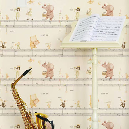 Novelty Kids Wallpaper Roll with Musical Note Pattern Soft Color Wall Decoration for Playroom Yellow A Clearhalo 'Wall Decor' 'Wallpaper' 1185050