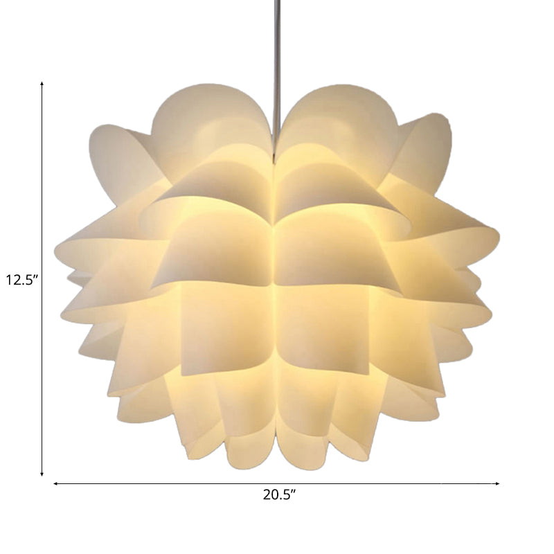 15"/18"/20.5" Wide White Lotus Hanging Ceiling Lamp Modern 1 Light Acrylic Pendant Ceiling Light Clearhalo 'Ceiling Lights' 'Modern Pendants' 'Modern' 'Pendant Lights' 'Pendants' Lighting' 118510