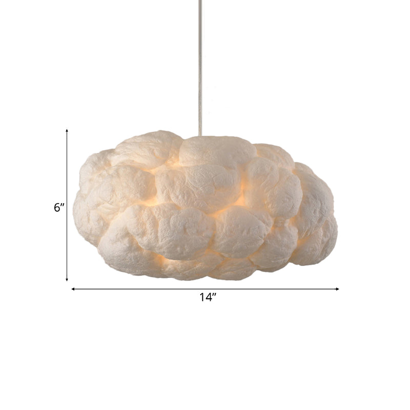Contemporary Style Cloud Pendant Light Fixture Cotton 1/2/4-Light Dining Room Ceiling Fixture in White, 14"/16" W Clearhalo 'Ceiling Lights' 'Pendant Lights' 'Pendants' Lighting' 118557