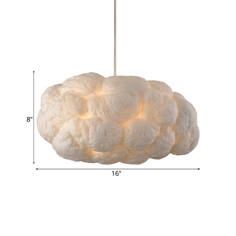 Contemporary Style Cloud Pendant Light Fixture Cotton 1/2/4-Light Dining Room Ceiling Fixture in White, 14"/16" W Clearhalo 'Ceiling Lights' 'Pendant Lights' 'Pendants' Lighting' 118558