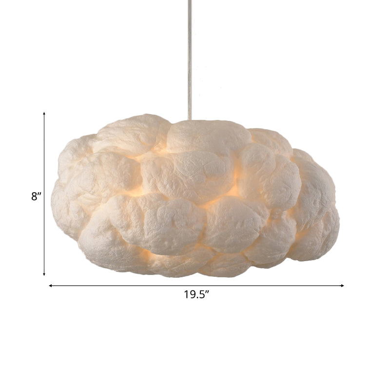 Contemporary Style Cloud Pendant Light Fixture Cotton 1/2/4-Light Dining Room Ceiling Fixture in White, 14"/16" W Clearhalo 'Ceiling Lights' 'Pendant Lights' 'Pendants' Lighting' 118559