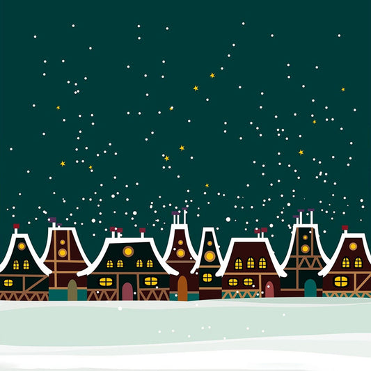 Illustration Winter House Mural Wallpaper Full Size Wall Covering for Kids Bedroom, Custom Print Clearhalo 'Wall Decor' 'Wall Mural' 1185787