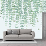 Modern Willow Branch Wall Mural Decal in Green and White Home Wall Decor, Full Size Clearhalo 'Wall Decor' 'Wall Mural' 1185945