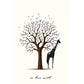 Whole Minimalist Wall Murals Black and White Giraffe with Bare Tree Painting Wall Decor, Custom Made Clearhalo 'Wall Decor' 'Wall Mural' 1186262