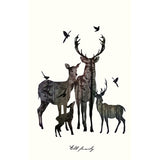 Grey Deer Family Silhouette Murals Waterproof Nordic Living Room Wall Decoration Clearhalo 'Wall Decor' 'Wall Mural' 1186272