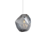 Faceted Grey/Orange/Purple Glass Pendant Lighting Contemporary 1 Light Dining Room Led Hanging Lamp Fixture Clearhalo 'Ceiling Lights' 'Glass shade' 'Glass' 'Modern Pendants' 'Modern' 'Pendant Lights' 'Pendants' Lighting' 118647