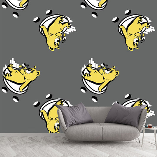 Pastel Color Bear Wall Murals Decal for Home Decor Cartoon Style Boys Bedroom Wall Art Clearhalo 'Wall Decor' 'Wall Mural' 1186511