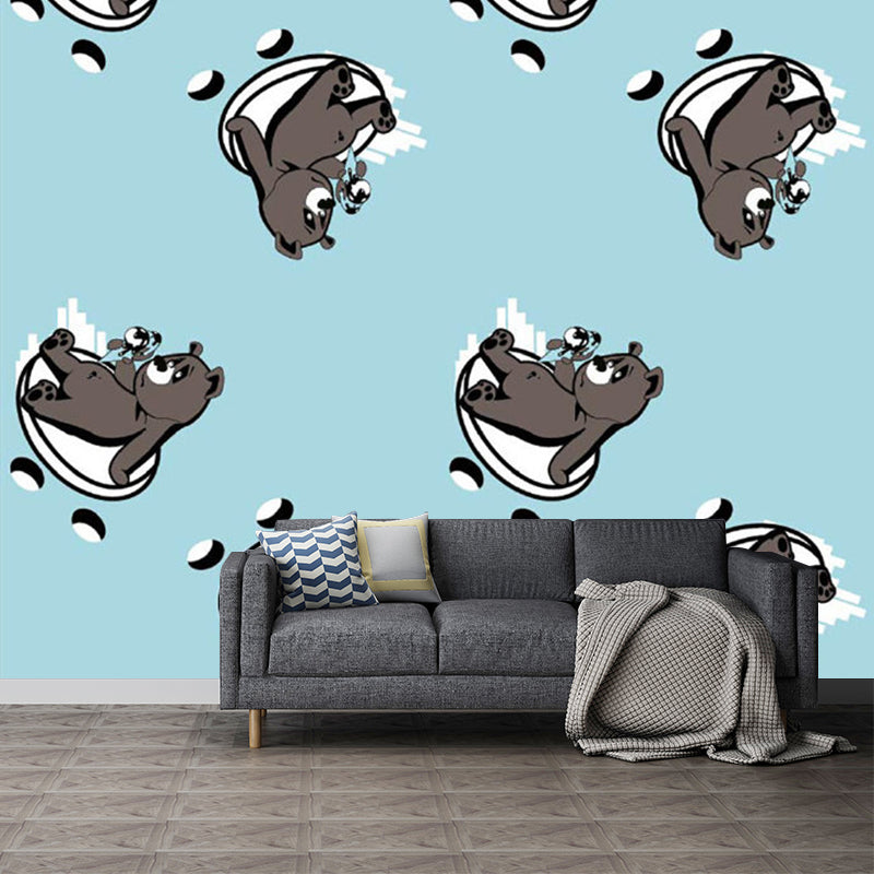 Pastel Color Bear Wall Murals Decal for Home Decor Cartoon Style Boys Bedroom Wall Art Clearhalo 'Wall Decor' 'Wall Mural' 1186515