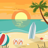 Cartoon Beach at Sunset Mural Wallpaper Non-Woven Decorative Colorful Wall Covering for Kids Room Clearhalo 'Wall Decor' 'Wall Mural' 1186728