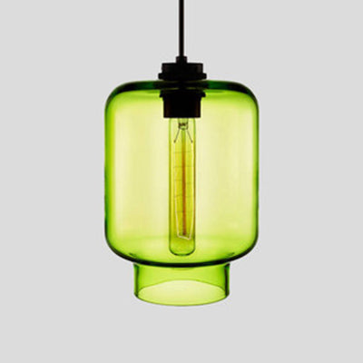 Cylindrical Hanging Lamp Simplicity Glass 1 Light Pink/Yellow/Blue Hanging Ceiling Light Green D Clearhalo 'Ceiling Lights' 'Glass shade' 'Glass' 'Modern Pendants' 'Modern' 'Pendant Lights' 'Pendants' Lighting' 118740