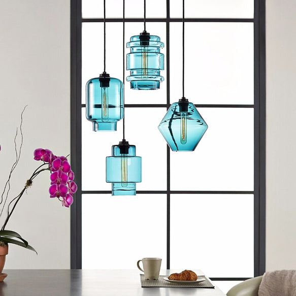 Cylindrical Hanging Lamp Simplicity Glass 1 Light Pink/Yellow/Blue Hanging Ceiling Light Clearhalo 'Ceiling Lights' 'Glass shade' 'Glass' 'Modern Pendants' 'Modern' 'Pendant Lights' 'Pendants' Lighting' 118741