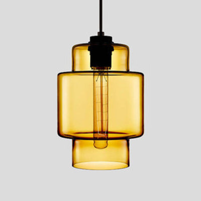 Cylindrical Hanging Lamp Simplicity Glass 1 Light Pink/Yellow/Blue Hanging Ceiling Light Yellow A Clearhalo 'Ceiling Lights' 'Glass shade' 'Glass' 'Modern Pendants' 'Modern' 'Pendant Lights' 'Pendants' Lighting' 118746