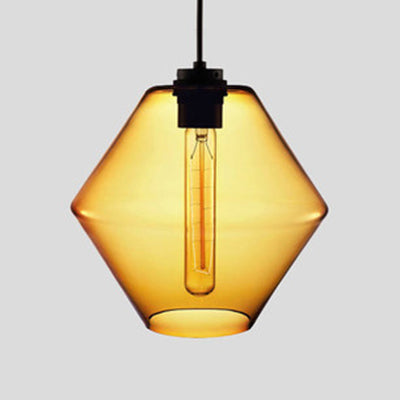 Cylindrical Hanging Lamp Simplicity Glass 1 Light Pink/Yellow/Blue Hanging Ceiling Light Yellow C Clearhalo 'Ceiling Lights' 'Glass shade' 'Glass' 'Modern Pendants' 'Modern' 'Pendant Lights' 'Pendants' Lighting' 118748