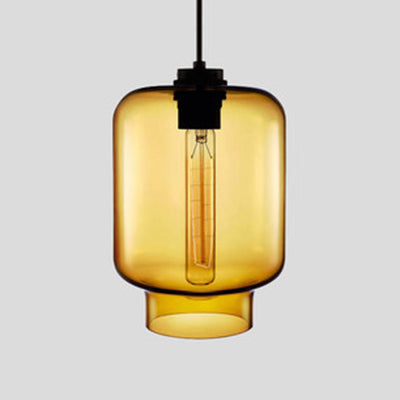 Cylindrical Hanging Lamp Simplicity Glass 1 Light Pink/Yellow/Blue Hanging Ceiling Light Yellow D Clearhalo 'Ceiling Lights' 'Glass shade' 'Glass' 'Modern Pendants' 'Modern' 'Pendant Lights' 'Pendants' Lighting' 118749