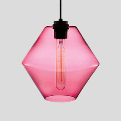 Cylindrical Hanging Lamp Simplicity Glass 1 Light Pink/Yellow/Blue Hanging Ceiling Light Pink C Clearhalo 'Ceiling Lights' 'Glass shade' 'Glass' 'Modern Pendants' 'Modern' 'Pendant Lights' 'Pendants' Lighting' 118752