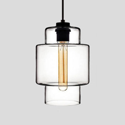 Cylindrical Hanging Lamp Simplicity Glass 1 Light Pink/Yellow/Blue Hanging Ceiling Light Clear A Clearhalo 'Ceiling Lights' 'Glass shade' 'Glass' 'Modern Pendants' 'Modern' 'Pendant Lights' 'Pendants' Lighting' 118756