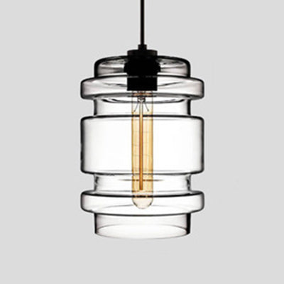 Cylindrical Hanging Lamp Simplicity Glass 1 Light Pink/Yellow/Blue Hanging Ceiling Light Clear B Clearhalo 'Ceiling Lights' 'Glass shade' 'Glass' 'Modern Pendants' 'Modern' 'Pendant Lights' 'Pendants' Lighting' 118757