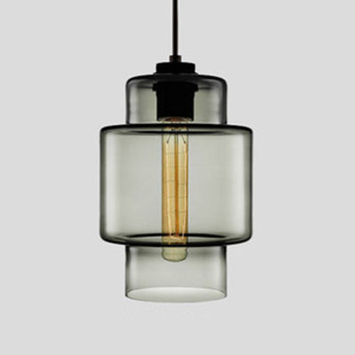 Cylindrical Hanging Lamp Simplicity Glass 1 Light Pink/Yellow/Blue Hanging Ceiling Light Smoke Gray A Clearhalo 'Ceiling Lights' 'Glass shade' 'Glass' 'Modern Pendants' 'Modern' 'Pendant Lights' 'Pendants' Lighting' 118761