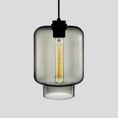 Cylindrical Hanging Lamp Simplicity Glass 1 Light Pink/Yellow/Blue Hanging Ceiling Light Smoke Gray D Clearhalo 'Ceiling Lights' 'Glass shade' 'Glass' 'Modern Pendants' 'Modern' 'Pendant Lights' 'Pendants' Lighting' 118764
