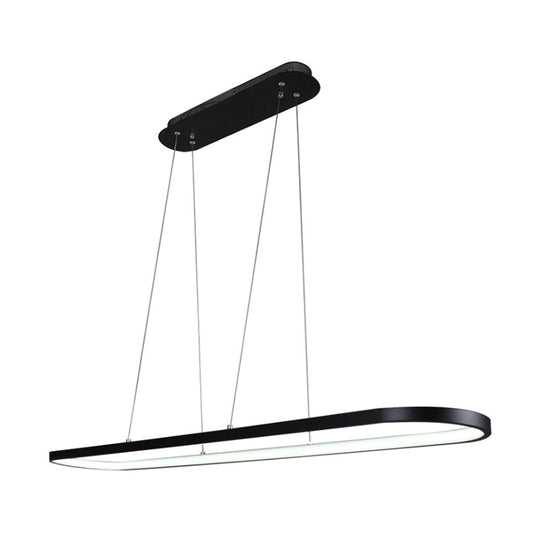Acrylic Oval Drop Pendant Simplicity 27"/35.5"/47" Wide LED Black/White Hanging Ceiling Light over Table in Warm/White/Remote Control Stepless Dimming Light Clearhalo 'Ceiling Lights' 'Modern Pendants' 'Modern' 'Pendant Lights' 'Pendants' Lighting' 119025