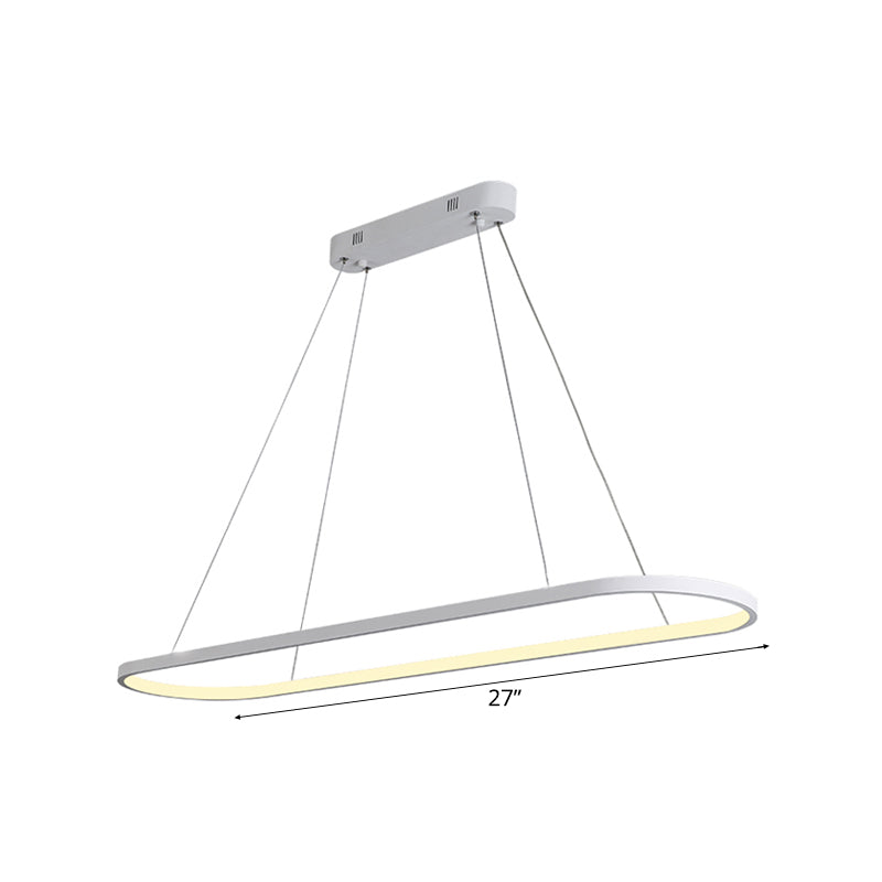 Acrylic Oval Drop Pendant Simplicity 27"/35.5"/47" Wide LED Black/White Hanging Ceiling Light over Table in Warm/White/Remote Control Stepless Dimming Light Clearhalo 'Ceiling Lights' 'Modern Pendants' 'Modern' 'Pendant Lights' 'Pendants' Lighting' 119028