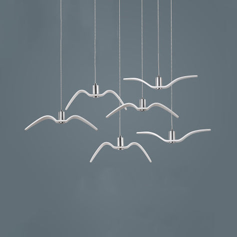 Art Deco Pendant Light, Seagull Hanging Lamp for Children Room 6 White Clearhalo 'Ceiling Lights' 'Modern Pendants' 'Modern' 'Pendant Lights' 'Pendants' Lighting' 119125