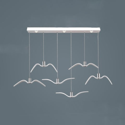 Modern Metal Pendant Lighting, Seagull Ceiling Light Fixture 6 White Clearhalo 'Ceiling Lights' 'Modern Pendants' 'Modern' 'Pendant Lights' 'Pendants' Lighting' 119135