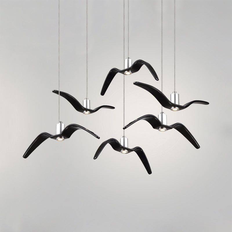 Modern Metal Pendant Lighting, Seagull Ceiling Light Fixture 6 Black Clearhalo 'Ceiling Lights' 'Modern Pendants' 'Modern' 'Pendant Lights' 'Pendants' Lighting' 119139