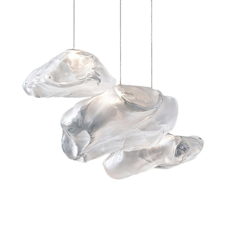 Cloud Shape Cluster Pendant Contemporary Clear Frosted Glass 3 Lights White Led Hanging Light Fixture Clearhalo 'Ceiling Lights' 'Glass shade' 'Glass' 'Modern Pendants' 'Modern' 'Pendant Lights' 'Pendants' Lighting' 119155