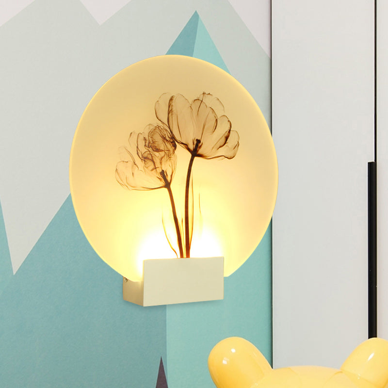 Oriental Style Circular Acrylic Wall Lighting LED Blossoms Mural Lamp in White for Corridor White B Clearhalo 'Wall Lamps & Sconces' 'Wall Lights' Lighting' 1192590