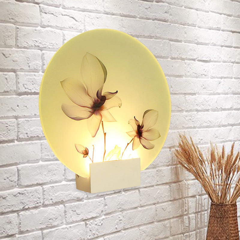 Oriental Style Circular Acrylic Wall Lighting LED Blossoms Mural Lamp in White for Corridor White A Clearhalo 'Wall Lamps & Sconces' 'Wall Lights' Lighting' 1192594