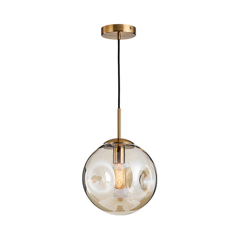 Modern Style 1 Bulb Pendant Light with Concave Glass Shade Silver/Red Global Hanging Light Fixture for Restaurant Amber Clearhalo 'Ceiling Lights' 'Glass shade' 'Glass' 'Modern Pendants' 'Modern' 'Pendant Lights' 'Pendants' Lighting' 119264