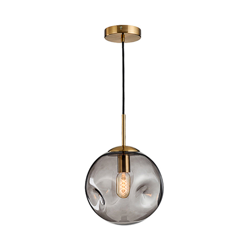 Modern Style 1 Bulb Pendant Light with Concave Glass Shade Silver/Red Global Hanging Light Fixture for Restaurant Clearhalo 'Ceiling Lights' 'Glass shade' 'Glass' 'Modern Pendants' 'Modern' 'Pendant Lights' 'Pendants' Lighting' 119268