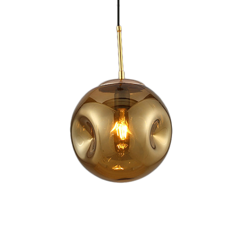 Modern Style 1 Bulb Pendant Light with Concave Glass Shade Silver/Red Global Hanging Light Fixture for Restaurant Gold Clearhalo 'Ceiling Lights' 'Glass shade' 'Glass' 'Modern Pendants' 'Modern' 'Pendant Lights' 'Pendants' Lighting' 119272