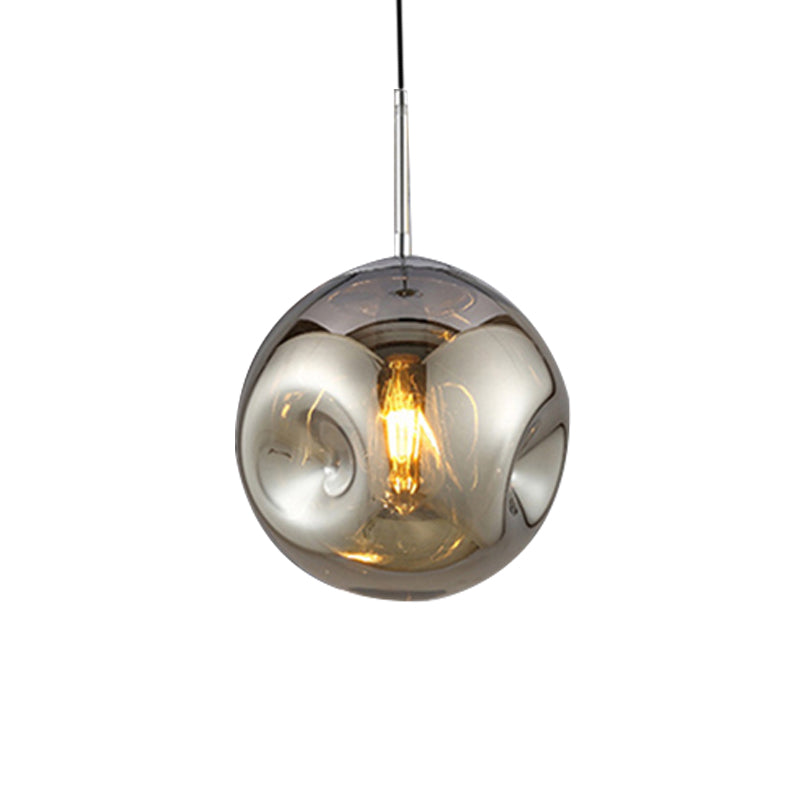Modern Style 1 Bulb Pendant Light with Concave Glass Shade Silver/Red Global Hanging Light Fixture for Restaurant Clearhalo 'Ceiling Lights' 'Glass shade' 'Glass' 'Modern Pendants' 'Modern' 'Pendant Lights' 'Pendants' Lighting' 119275