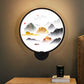 Circular Natural View Wall Lamp Chinese Metal LED Black Wall Mural Light for Bedroom Black C Clearhalo 'Wall Lamps & Sconces' 'Wall Lights' Lighting' 1192761