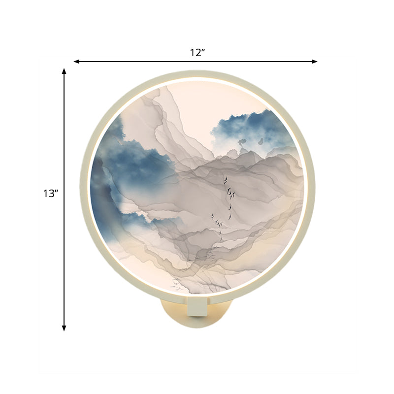 Rounded Acrylic Mountain Wall Lighting Chinese LED White Wall Mural Lamp for Living Room Clearhalo 'Wall Lamps & Sconces' 'Wall Lights' Lighting' 1192774