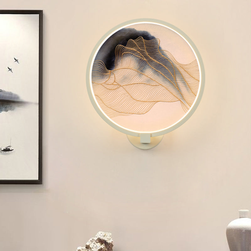 Rounded Acrylic Mountain Wall Lighting Chinese LED White Wall Mural Lamp for Living Room Clearhalo 'Wall Lamps & Sconces' 'Wall Lights' Lighting' 1192776