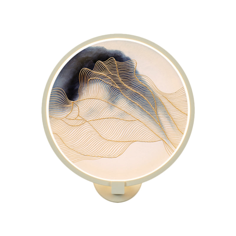 Rounded Acrylic Mountain Wall Lighting Chinese LED White Wall Mural Lamp for Living Room Clearhalo 'Wall Lamps & Sconces' 'Wall Lights' Lighting' 1192778